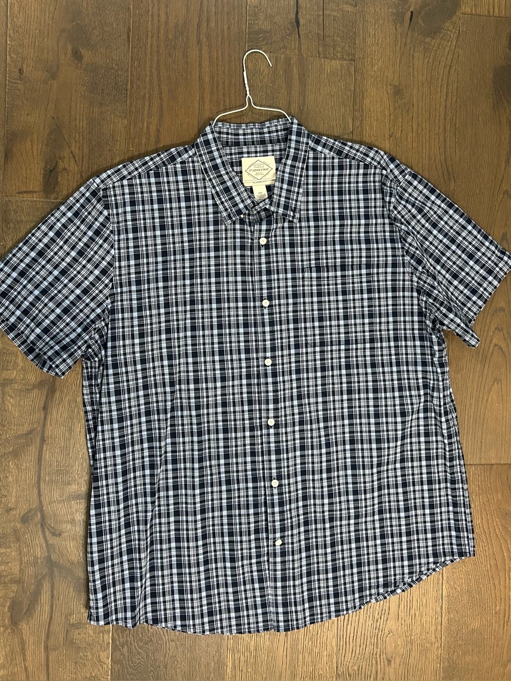 St. John’s Bay Casual Men's Blue Plaid Short-Sleeve Button-Up Shirt XXL